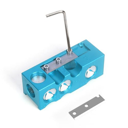 Vefungyan Pool Cue Tips Replacement Kit: 11 in1 Billiards Pool Cue Tip Repair Shaper Tool with 20pcs cue Tips 5 Chalk for Replacement - color: Metal Blue