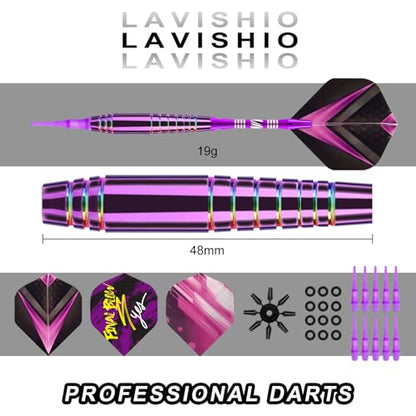 Soft Tip Darts Sets - Soft Tip Darts for Electronic Dartboard Plastic Tip Darts Set with Aluminum Shafts + Extra 3 Dart Flights 3 Replace Plastic Shafts - color: purple