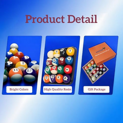 VIDOR Pool Ball,Billiard Balls 2-1/4" Regulation Size Billiard Balls Set with 6 oz Weight Full 16 Resin Pool Balls - style: Deluxe Standard