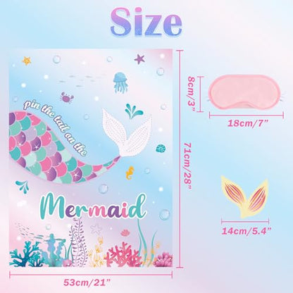 WERNNSAI Pin The Tail on The Mermaid - Mermaid Party Decorations Ocean Party Games for Wall Home Room Birthday Party Favor 21'' x 28'' Poster with 24PCS Tail Stickers - style: Mermaid 002