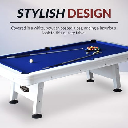 Hathaway Alpine 8-ft Outdoor Pool Table with Aluminum Frame and Waterproof Felt - Includes Accessories, White