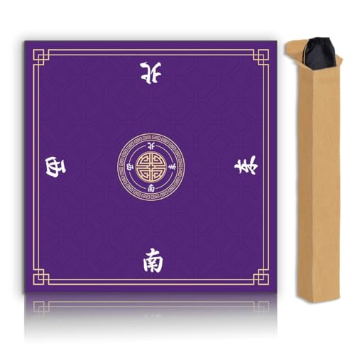 Mahjong Mat, Non-Slip Noise Reducing Game Mat, 31.5 Inch Mahjong Table Mat,Mahjong Mat with Cloth Bag and Carton Storage,Suitable for Mahjong, Dominoes, Solitaire and Other Games. (Purple) - color: Purple