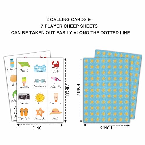 Beach Party Bingo Cards, Summer Bingo Games for 24 Players, Pool Party Games for Family Friends Large Group Activities, Beach Party Favors Supplies Decorations(33) - style: Beach