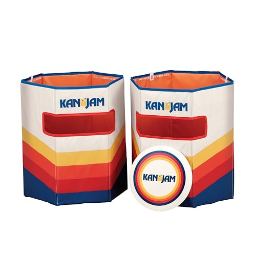 Kan Jam Pack 'N Go Foldable Travel Disc Toss Game - Portable All-Weather Beach Games - Built-in Scoring & Easy Setup - Tailgate Essentials & Yard Fun
