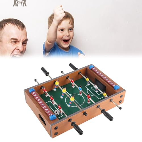 Foosball Table, Compact Portable Size Tabletop Foosball Mini Soccer Game with 2 Balls 4 Player Rows for Kids Family Interactive Play