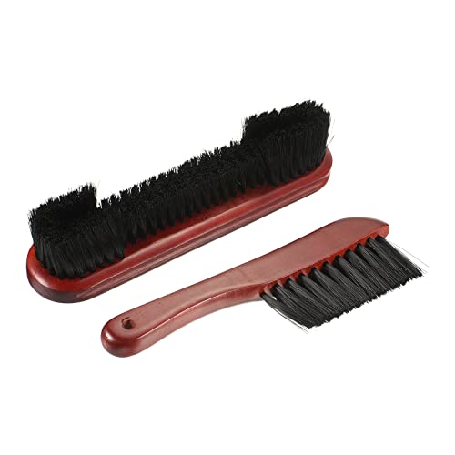 PATIKIL Billiard Pool Table Rail Brush Set, Pool Table Cleaning Brush Kit Wooden Handle Nylon Bristles for Billiards Table - color: Burgundy