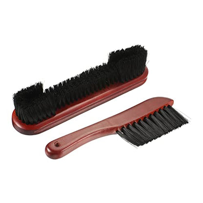 PATIKIL Billiard Pool Table Rail Brush Set, Pool Table Cleaning Brush Kit Wooden Handle Nylon Bristles for Billiards Table - color: Burgundy