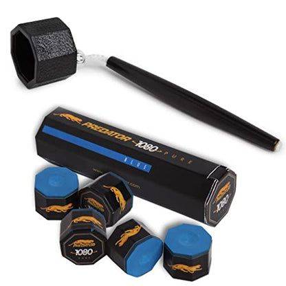 OKKO Octagon Pocket Chalker Billiard Chalk Holder Black + 1 Tube/5 pcs of Predator Chalk