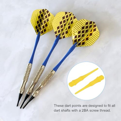 PATIKIL Plastic Dart Tips 2BA Thread, Soft Dart Tip Replacement Dart Accessories - color: Yellow