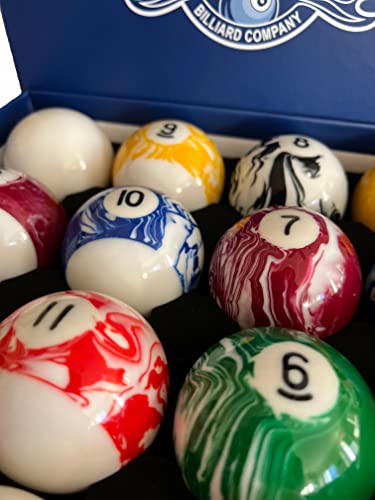 Champion Deluxe 2-1/4" Billiard Pool Ball Set Complete 16 Ball Set (Several Style Available) - color: Light Marble balls set