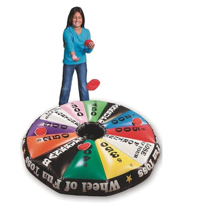 S&S Worldwide Wheel of Fun Inflatable Toss Game. Game Show Style Fun in a Jumbo Toss Game! Includes 50" Inflatable Target, 6 Beanbags and Instructions.