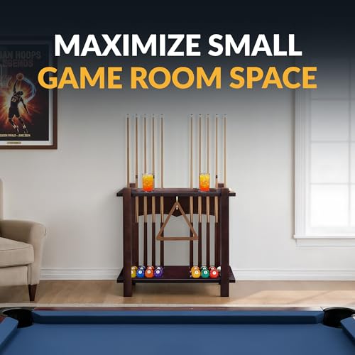 Hathaway Classic Floor Billiard Pool Cue Rack - color: Mahogany