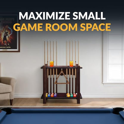 Hathaway Classic Floor Billiard Pool Cue Rack - color: Mahogany
