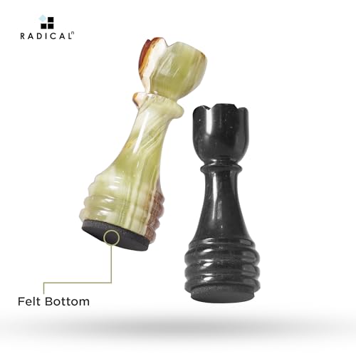 Radicaln Marble Chess Figures 3.5'' Inches Black and Multi Green Handmade Figures for Chess Board Game - Marble Chess Set and Game for Adults, Checker Board Game | Natural Stone, Hand Polished, Premium Finish, 32 playing Pieces, Unique Veining, Timeless D