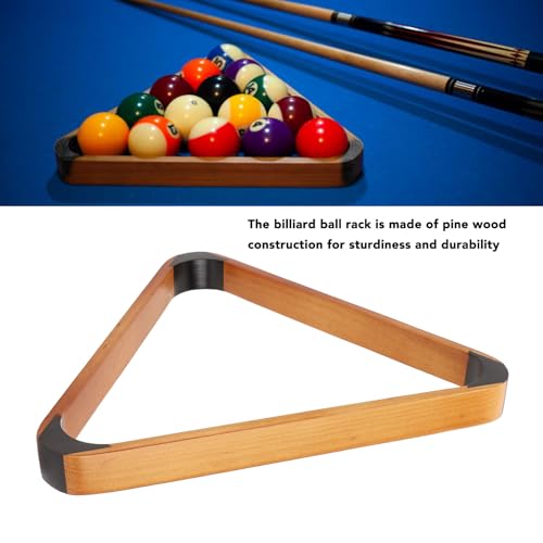 Keenso Billiard Ball Triangle Rack,Billiard Ball Triangle Rack Black 57.2MM Pine British Fancy 9 Ball Pool Ball Rack Yellow
