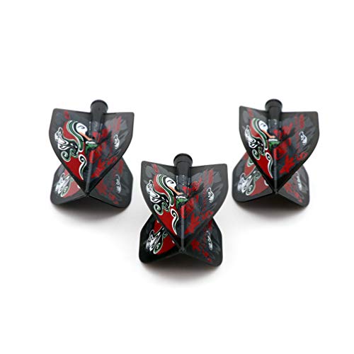 CUESOUL TERO AK4 Dart Flights Standard Shape,Peking Opera Design,Set of 3 pcs - color: Black