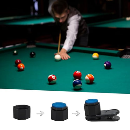 Octagon Pool Chalk Holder with Magnetic Belt Clip, Portable Billiard Cue Chalk Holder, Snooker Accessories, Black & White, Plastic + Magnet