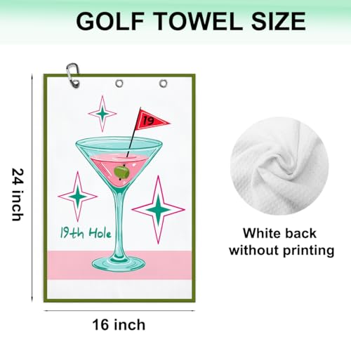 Funny 19th Hole Golf Towel 16x24 Inch, Funny Microfiber Towels for Golf Bags with Clip, Retirement Birthday Gifts for Men Women Golfers Grandpa Husband Boyfriend Dad Wife Mom Fan - 19th Hole - color: 19th Hole Golf