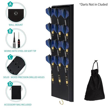Dart Wall Holder, Space-Saving Wooden Display Stand, Dart Storage Stand for Steel, for Home Office Bar Game Room Living Room Bedroom Entertainment