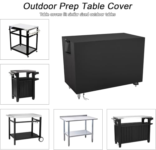 Outdoor Prep Table Cover 28 Inch,Waterproof Patio Outdoor Stainless Steel Metal Grill BBQ Table Cart Cover Dustproof Windproof All Season Pretection for Outdoor Table - 28 x 18 x 35 Inch