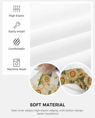 Savannan Office Chair Cover, Fall Gnome Watercolor Sunflower Protective Stretch Elastic Universal Cover for Desk Task Chair,Computer Rotating Chair 1 Pcs Green Leaves Retro Linen