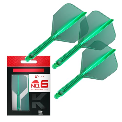 Target Darts K Flex Integrated Dart Flight and Shaft, No.6 | 3-Pack K-Flex - No. 6, Kflex Precision-Molded 2-in-1 Dart Flights and Dart Shaft | Professional Dart Accessories - color: Green, size: Intermediate (26mm)