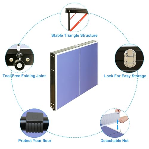 Portable 54'' Table Tennis Set with Folding Legs, Easy Storage - Ideal for Small Spaces, Includes Net, Paddles, and Balls
