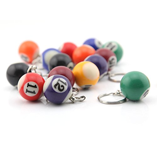 16 Assorted Colorful Billiards Pool Ball Keychain