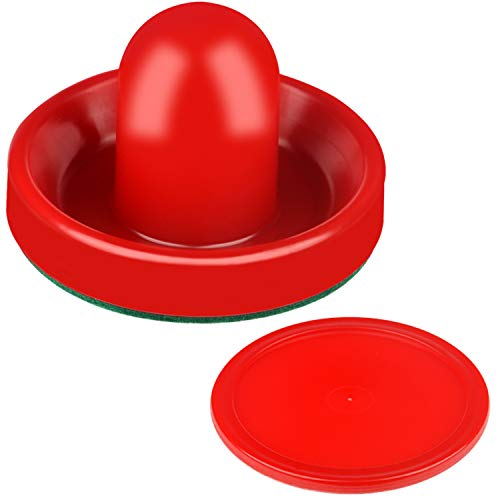 ONE250 Air Hockey Pushers and Red Air Hockey Pucks, Goal Handles Paddles Replacement Accessories for Game Tables (4 Striker, 4 Puck Pack) - color: Red