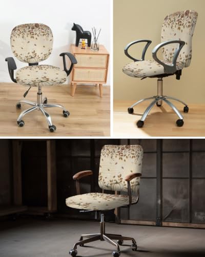 Savannan Office Chair Cover, Vintage Thanksgiving Pumpkin Floral Protective Stretch Elastic Universal Cover for Desk Task Chair,Computer Rotating Chair 1 Pcs Fall Maple Leaves