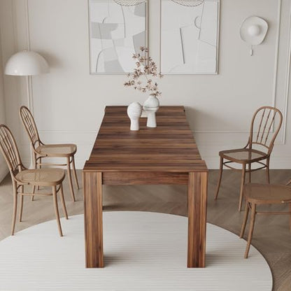 20"-118" Extendable Dining Table for 2-12 People, Modern Modular Extension Table, Space-Saving Extra Long Folding Dining Table, Multifunctional Conference Meeting Table, Walnut - color: Walnut, style: 20" - 118.5" (2-12 People)