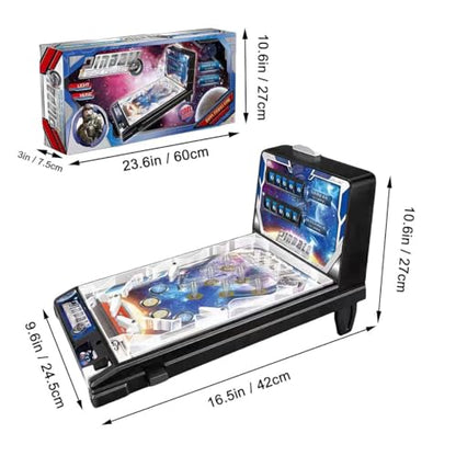 Pinball Game Machine, Electronic Tabletop Space Pinball Toy, Puzzle Pinball Machine for Home Parent-Child, Mini Pinball Game Favor with Light and Sound 16.5x10.6x9.6 in