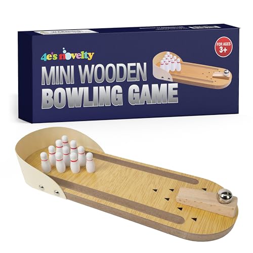 4E's Novelty Mini Bowling Game Set - 11.3 Inch Desktop Game for Adults & Kids, Tabletop Finger Ball Games with Mini Bowling Pins, Fun Desk Toy & Tabletop for Teens Stocking Stuffers