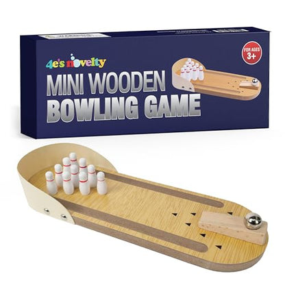 4E's Novelty Mini Bowling Game Set - 11.3 Inch Desktop Game for Adults & Kids, Tabletop Finger Ball Games with Mini Bowling Pins, Fun Desk Toy & Tabletop for Teens Stocking Stuffers