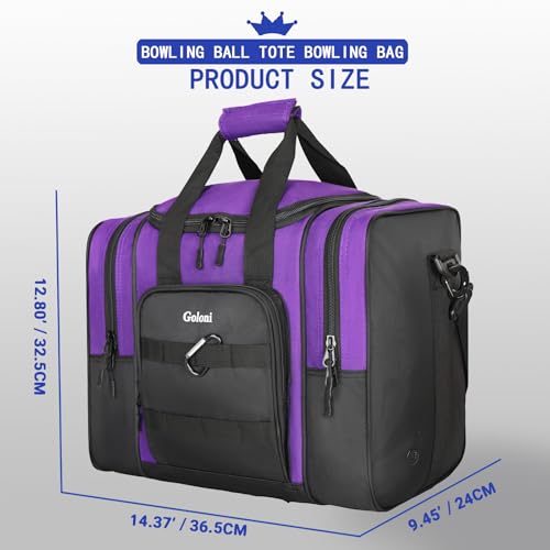 Goloni 1 Ball Bowling Bag for Men, Durable Bowling Tote with Padded Holder & Ventilated Shoe Compartment (Fits Size 14) - color: Purple