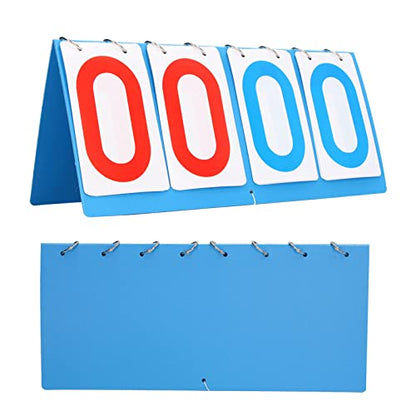 4 Digit Scoreboard Blue Red Number Portable Tabletop Flip Score Keeper for Volleyball Basketball