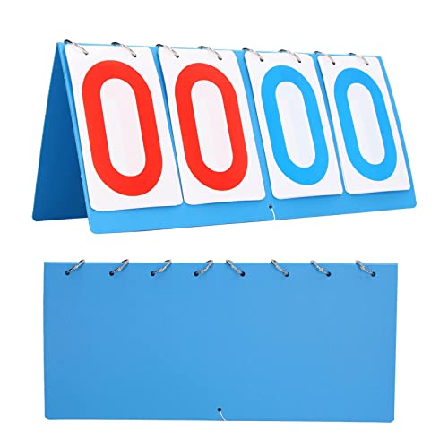 4 Digit Scoreboard, Score Keeper4 Digit Competition Score Board Waterproof Blue Red Number Portable Tabletop Flip Score Keeper for Volleyball Basketball
