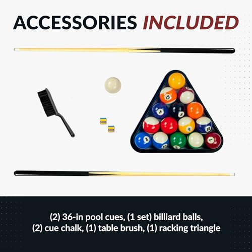 Hathaway Breakout 40-in Tabletop Billiards Set for Dining or Game Tables – Compact Blue Pool Playing Surface with Cue Sticks, Ball Kit, Triangle, Chalk & Brush – Lightweight Portable Indoor Fun