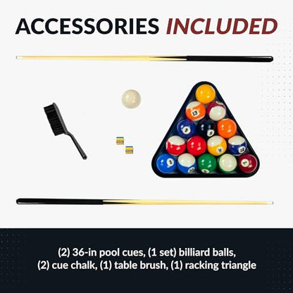 Hathaway Breakout 40-in Tabletop Billiards Set for Dining or Game Tables – Compact Blue Pool Playing Surface with Cue Sticks, Ball Kit, Triangle, Chalk & Brush – Lightweight Portable Indoor Fun