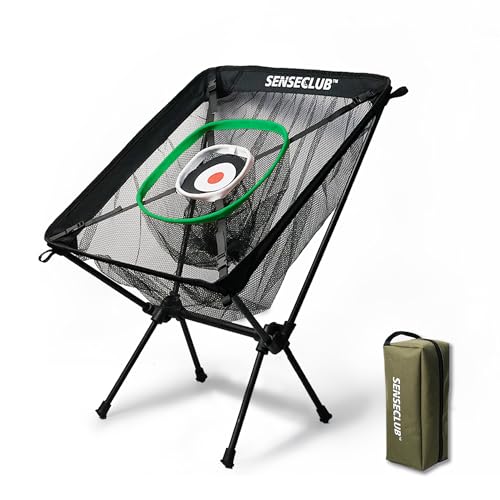 SENSECLUB Foldable Chipping Net with Mat & Balls, Heavy-Duty Practice Golf Net Chipping Target, Backyard Golf Game & Gifts - style: Green