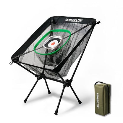 SENSECLUB Foldable Chipping Net with Mat & Balls, Heavy-Duty Practice Golf Net Chipping Target, Backyard Golf Game & Gifts - style: Green