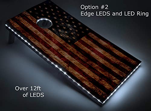 Tailgating Pros Rustic American Flag Cornhole Boards w/Bean Bags - 4'x2' Distressed Flag Cornhole Game w/Carrying Case & Corn Hole Bags