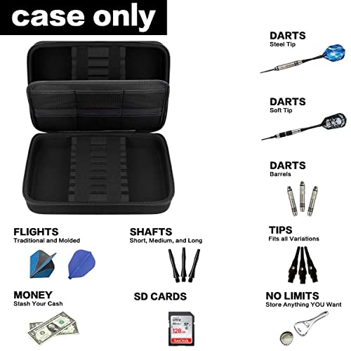 GWCASE Dart Case for Steel Tip and Soft Tip Darts, Dart Carrying Storage Holder Fits for Dart Tips, Shafts and Flights (Box Only)