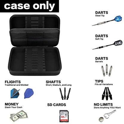 GWCASE Dart Case for Steel Tip and Soft Tip Darts, Dart Carrying Storage Holder Fits for Dart Tips, Shafts and Flights (Box Only)