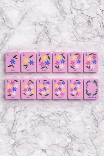 Girl Tribe Co Floating Mahjong Tiles for Pool – Floral Pink Waterproof Mahjong Tile Set, Floating Foam Tiles for Pool Games, Summer Party Game, Outdoor Mahjong Set