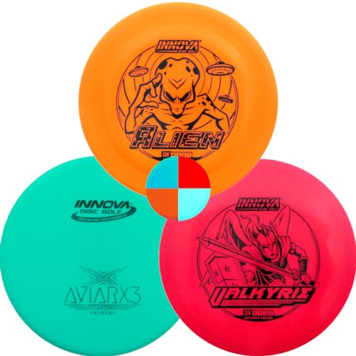 Innova Disc Golf DX 3 Disc Set | Driver, Midrange, Putter | Valkyrie, Alien, AviarX3 + G3T Blank top mini