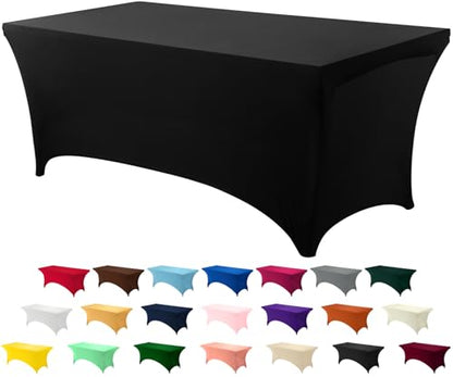 Utopia Kitchen Spandex Tablecloth 1 Pack [4FT, Black] Tight, Fitted, Washable and Wrinkle Resistant Stretch Rectangular Patio Table Cover for Event, Wedding, Banquet & Parties [48Lx30Wx30H Inch] - color: Black, size: 4 Feet - 1 Pack
