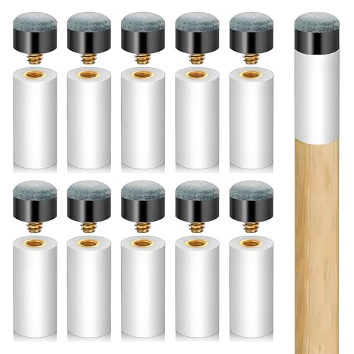 Pool Cue Tips Replacement Kit - Screw On Pool Stick Tips, Billiard White Ferrules, No Need Glue or Clamp for Snooker and Pool Cues, 12mm/13mm, 5pcs Each (Blue)