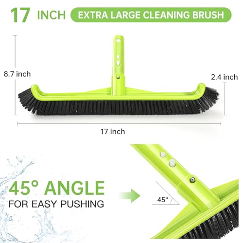 Pool Brush Head, Scrub Brush with Premium Nylon Bristles,Curved Ends High-Efficiency Pool Broom/Pool Brushes for Cleaning Inground/Above Ground,Swimming Pool, Walls, Bathtubs, Tiles & Floors(Green) - color: Green