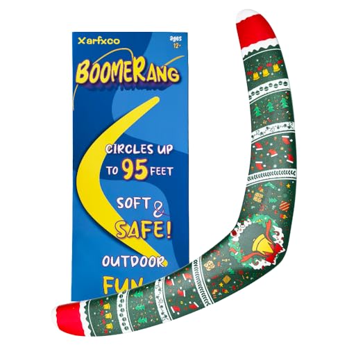 Boomerang for Adults and Kids, Boomerangs for Outdoor Sports & Games, Christmas Style Gifts for Boys and Girls, Good Choice for Family activies, Easy to Throw, EVA Foam - color: Christmas Green